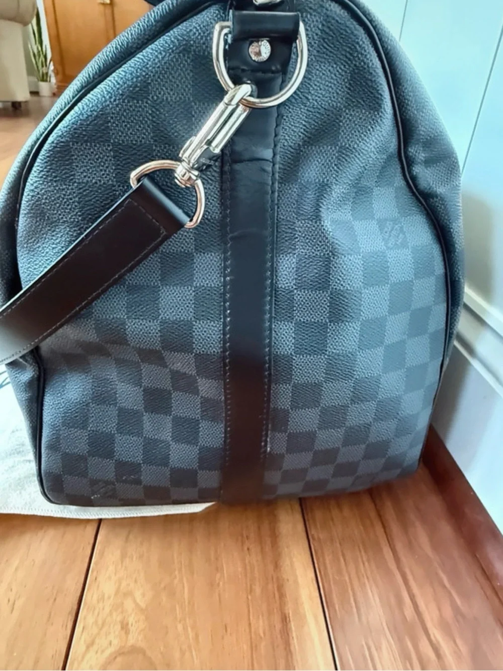Men's Black Check Travel Duffel Bag - Luxury Designer Style